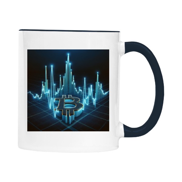Hrnek malý barevný s potiskem Bitcoin graf - blue