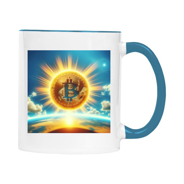 Hrnek malý barevný s potiskem Bitcoin Sun