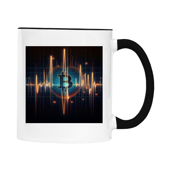 Hrnek malý barevný s potiskem Bitcoin volatility