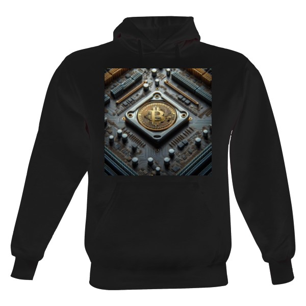 Pánská mikina s kapucí s potiskem BTC Procesor - Digitální Jádro