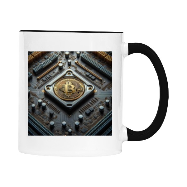 Hrnek malý barevný s potiskem Bitcoin CPU