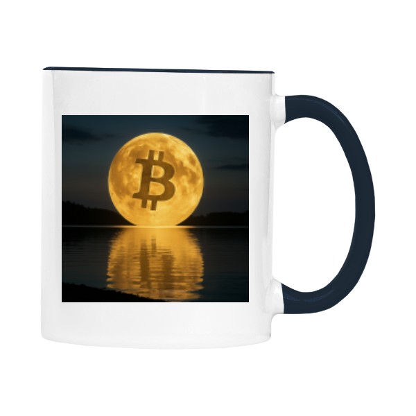 Hrnek malý barevný s potiskem BITCOIN: KLID PŘED EXPLOZÍ