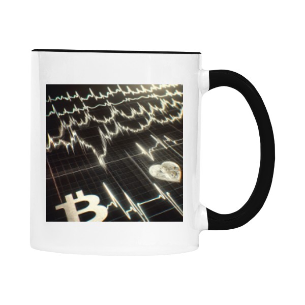 Hrnek malý barevný s potiskem Bitcoin volatility - black