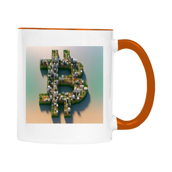 Hrnek malý barevný s potiskem Bitcoin Island - Ráj Finanční Svobody