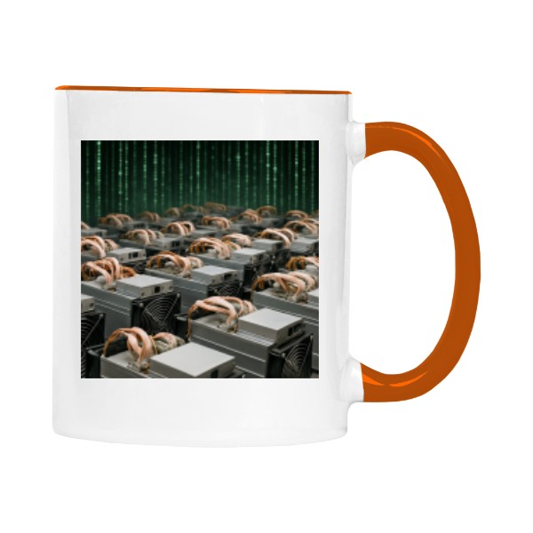 Hrnek malý barevný s potiskem Mining Farm - Krypto magnát