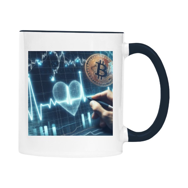 Hrnek malý barevný s potiskem Srdeční rytmus a volatilní graf