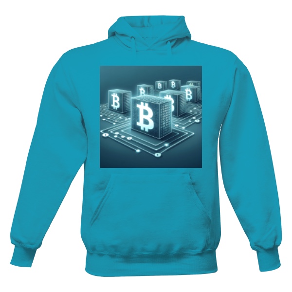 Pánská mikina s kapucí s potiskem Bitcoinové bloky