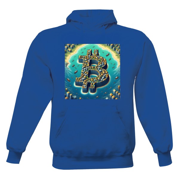 Pánská mikina s kapucí s potiskem Bitcoin: Ostrůvek Finanční Nezávislosti