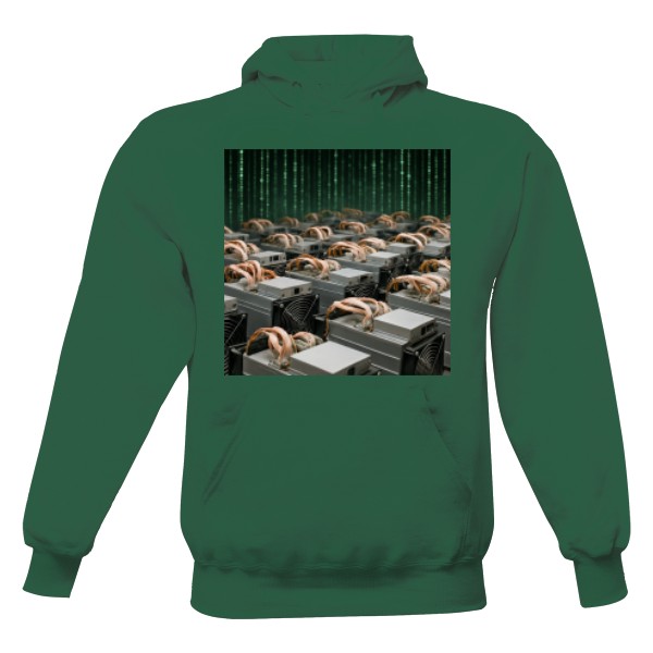 Pánská mikina s kapucí Just Hoods s potiskem Mining Farm - Krypto magnát