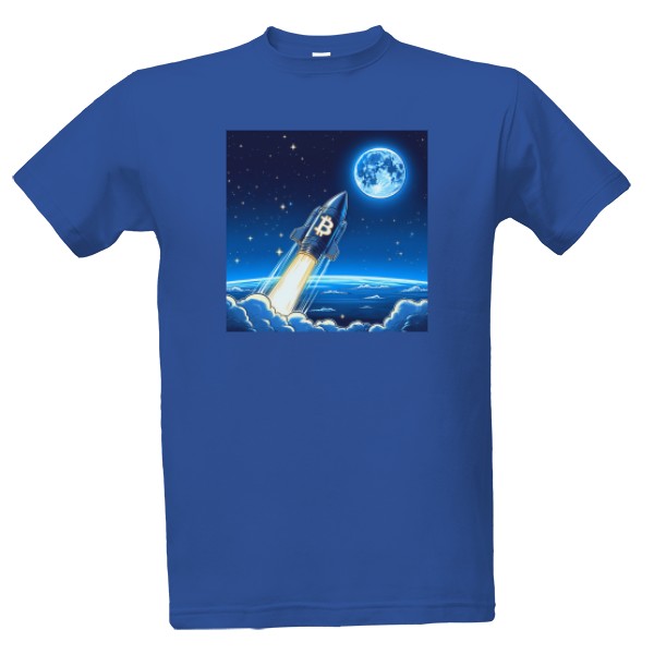 Tričko s potiskem Bitcoin to the moon - Blue