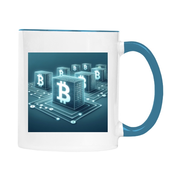 Hrnek malý barevný s potiskem Bitcoinové bloky